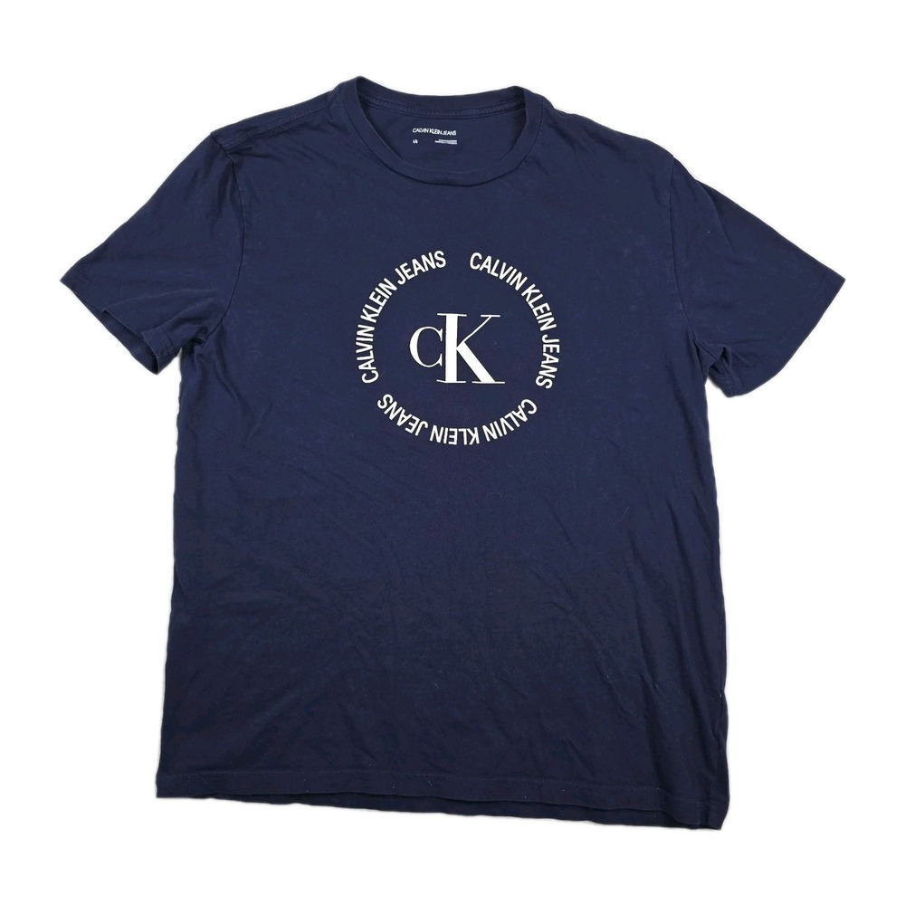 Calvin Klein Jeans Men's Size Medium Navy Blue T Shirt Graphic Print‎